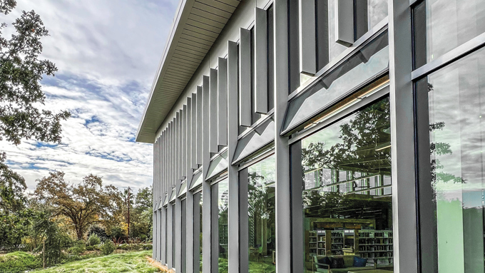 The facade with open windows