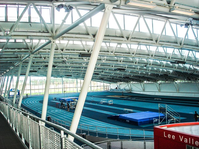 The Lee Valley Athletics Centre in London has a incredibly low